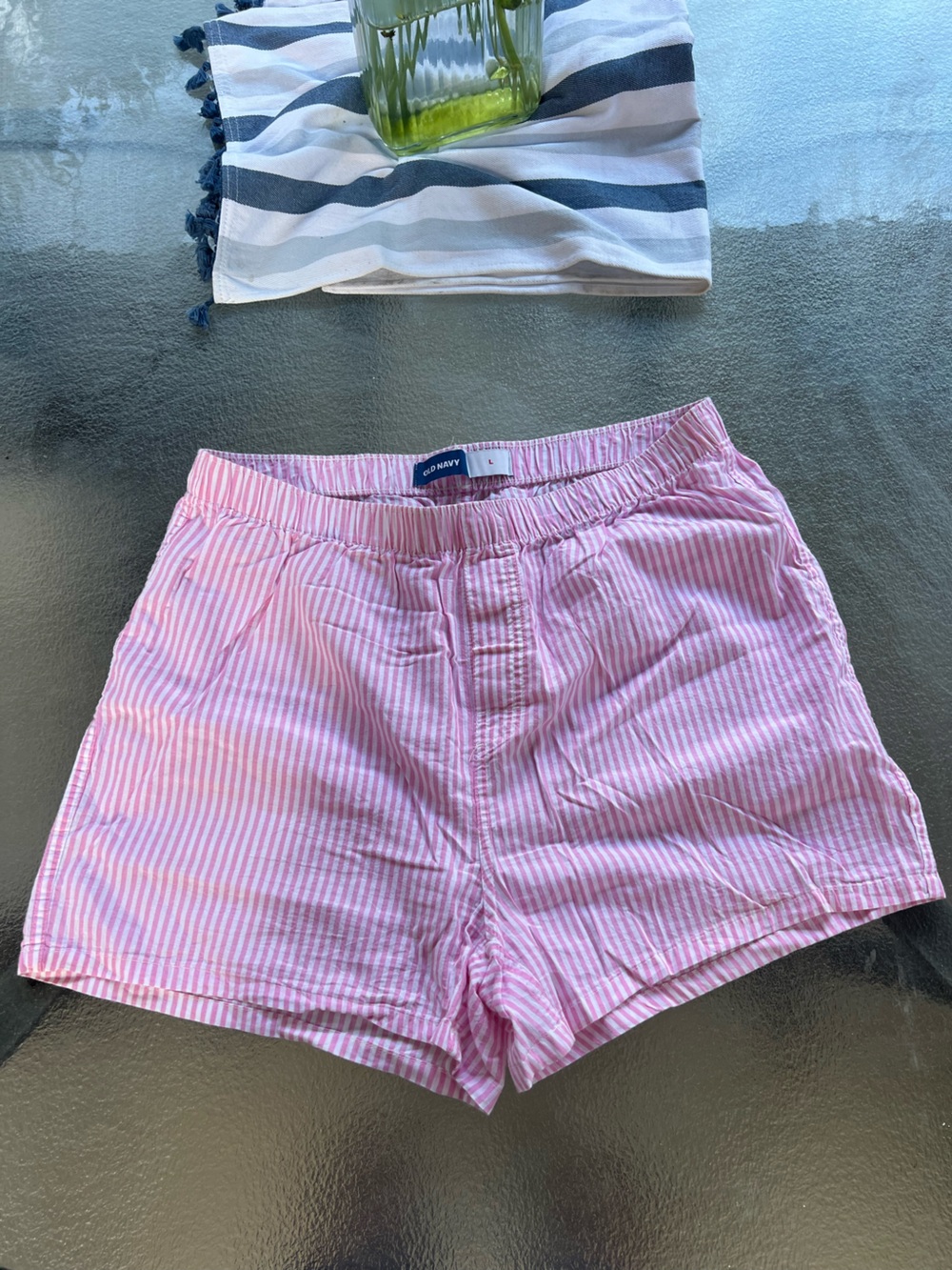 Old Navy Pink & White Seersucker High Waist Women's Shorts